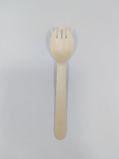 Disposable Wooden Sporks Wholesale | JIALI Eco-friendly 3 Prong Fork and Spoon | Wood Mini Spork 