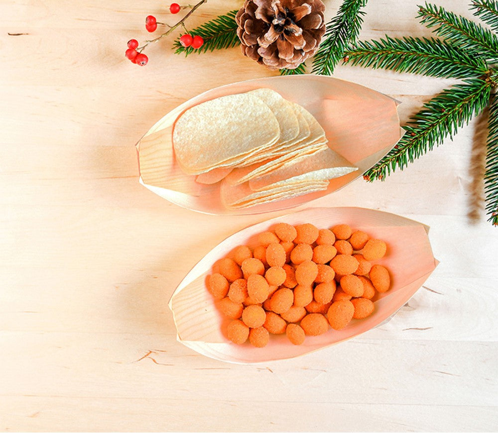 Wholesale Disposable Wooden Boats | Wholesale Disposable Wooden Sushi Boats | Natural Poplar Disposable Food Boats | Environmentally friendly, biodegradable and compostable disposable boat-shaped tableware | Wholesale Disposable Japanese Food Containers 