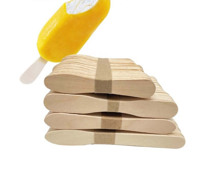 75mm Disposable Wooden Ice Cream Scoop Wholesale | Eco-friendly Biodegradable Compostable Small Wooden Spoon | Individually Paper Wrapped Ice Cream Scoop | Custom Ice Cream Wooden Spoon 